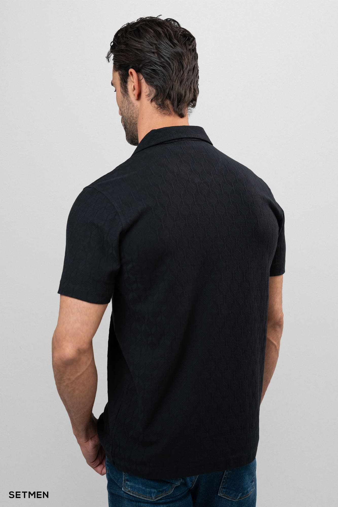 تیشرت یقه نیم زیپ ژاکارد