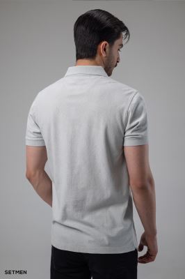 تیشرت یقه دار نیم زیپ ژاکارد اولد مانی