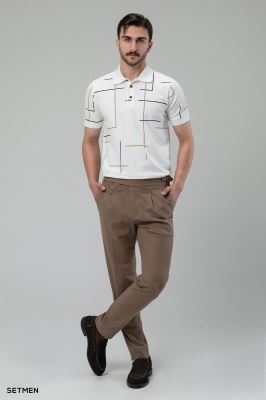 تیشرت جودون سه دکمه طرح دار