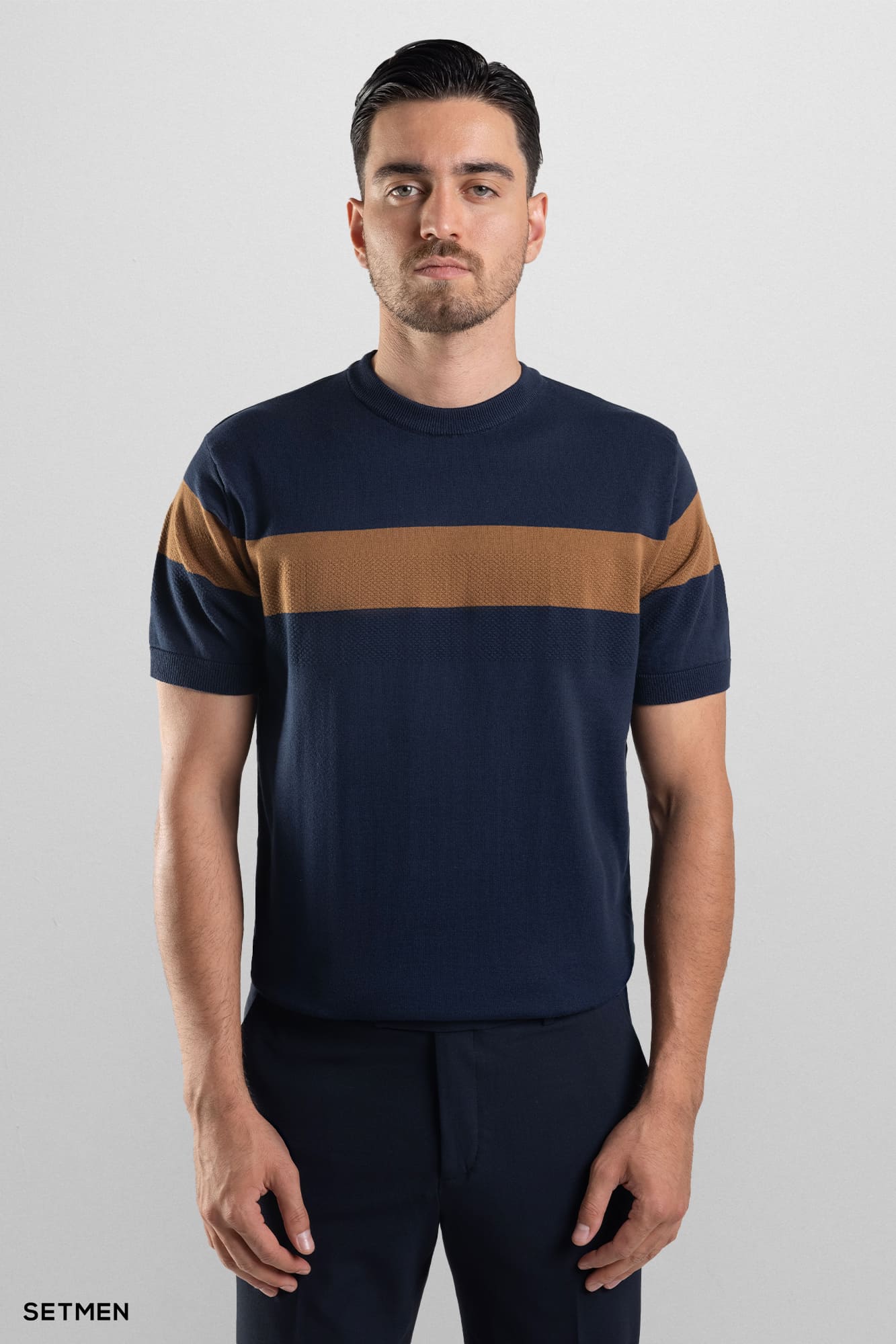 تیشرت مردانه یقه گرد بافت اولد مانی