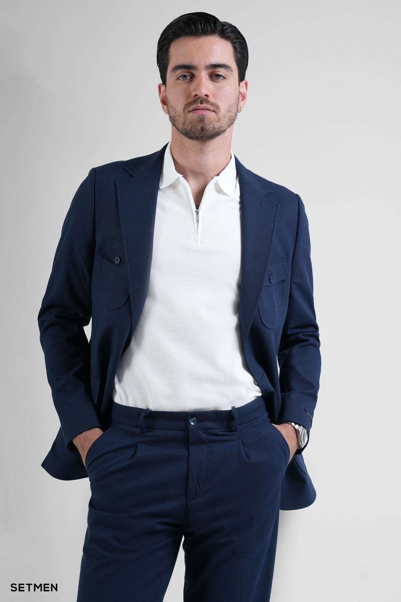 کت تک مردانه نیم آستر لینن سافاری