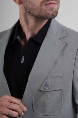 کت تک مردانه نیم آستر لینن سافاری