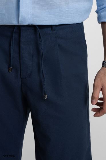 شلوارک لینن پیل دار کمر کش