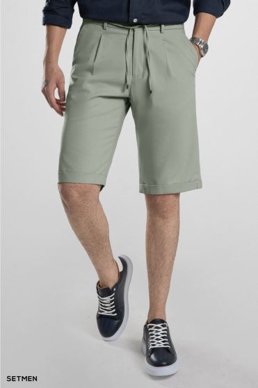 شلوارک لینن پیل دار کمر کش