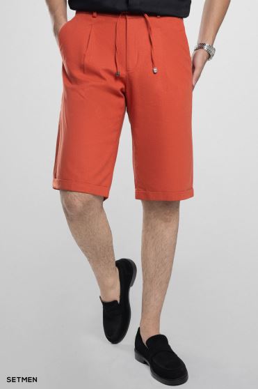 شلوارک لینن پیل دار کمر کش