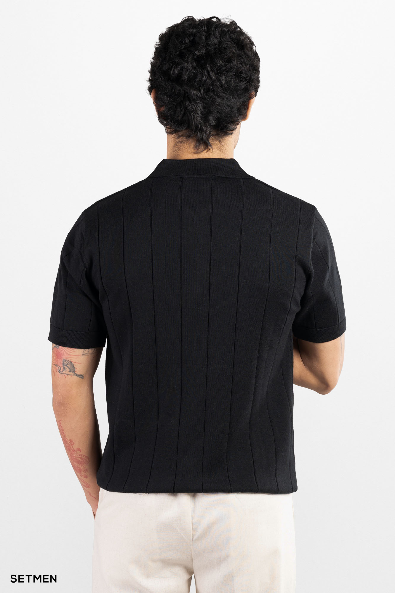 تیشرت مردانه نیم زیپ راه راه