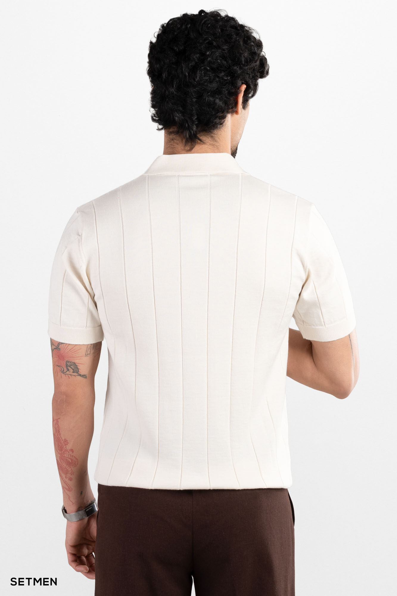 تیشرت مردانه نیم زیپ راه راه