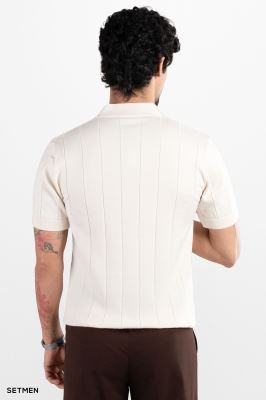 تیشرت مردانه نیم زیپ راه راه