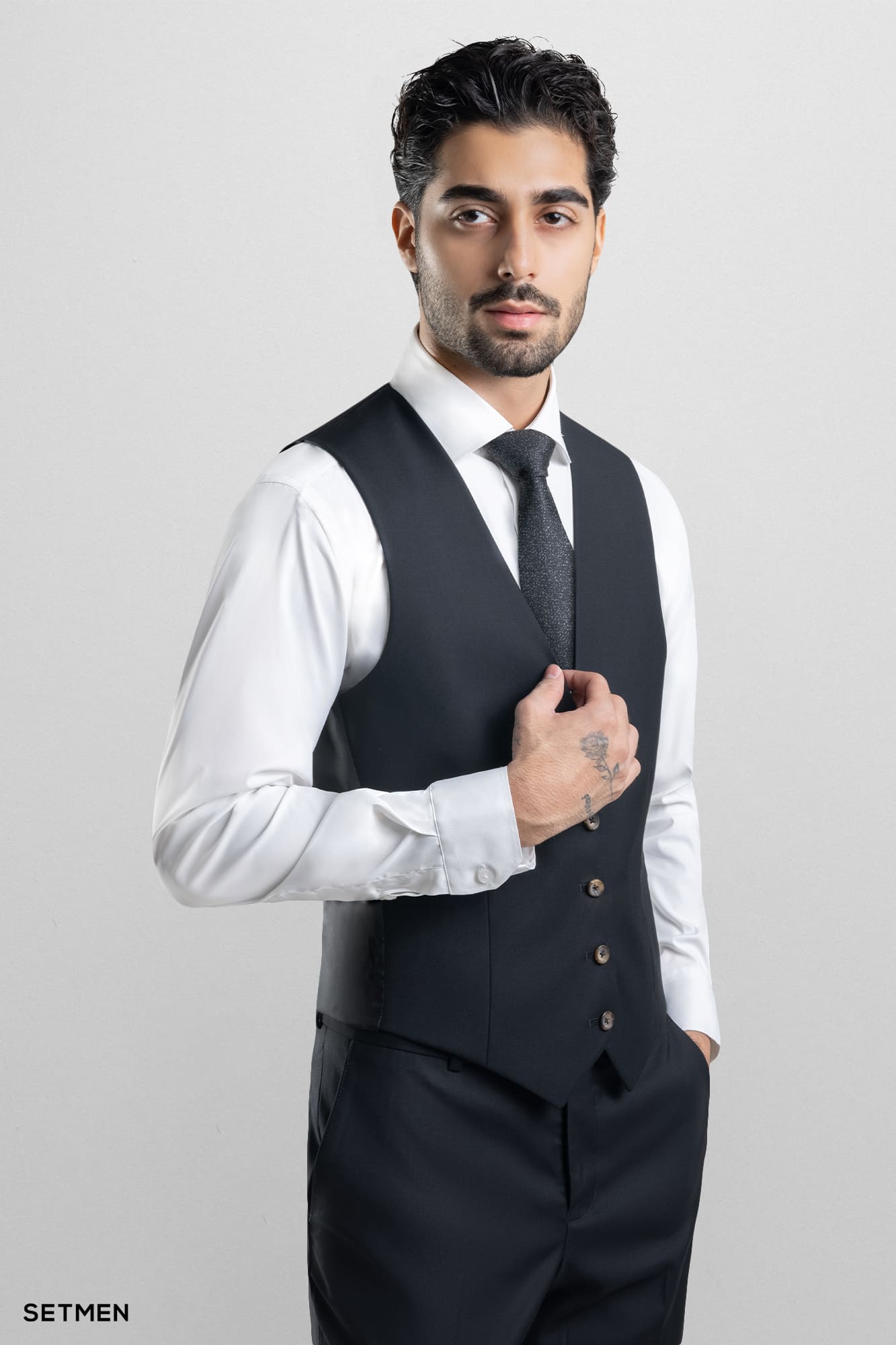 کت و شلوار مردانه سه تکه یقه بلیزر ژیله دورو