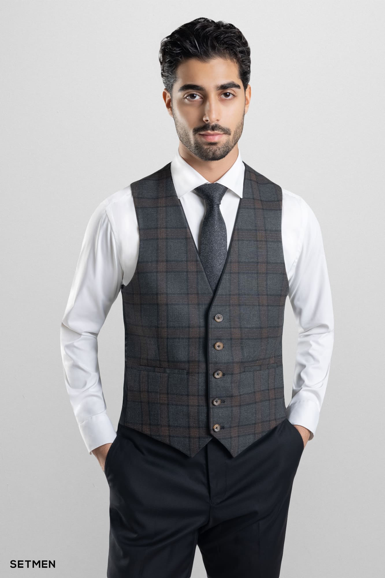 کت و شلوار مردانه سه تکه یقه بلیزر ژیله دورو