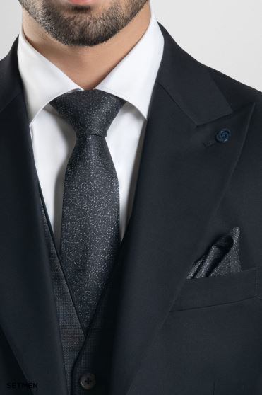 کت و شلوار مردانه سه تکه یقه بلیزر ژیله دورو