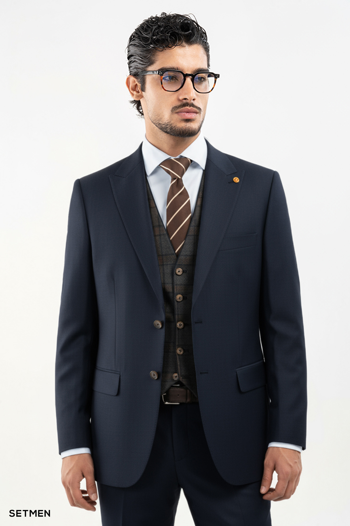 کت و شلوار مردانه سه تکه یقه بلیزر ژیله دورو