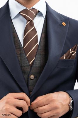 کت و شلوار مردانه سه تکه یقه بلیزر ژیله دورو