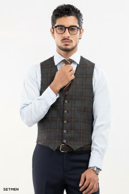 کت و شلوار مردانه سه تکه یقه بلیزر ژیله دورو