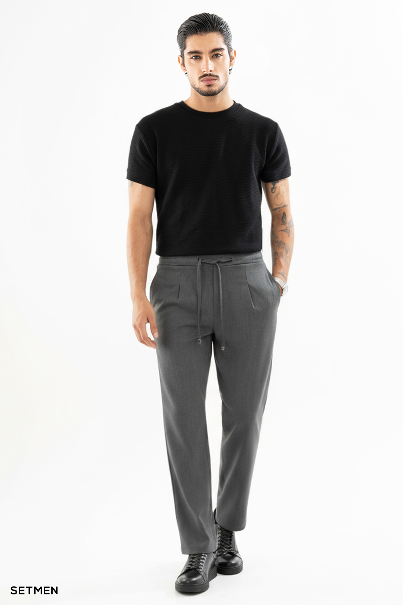 تیشرت مردانه ژاکارد یقه گرد