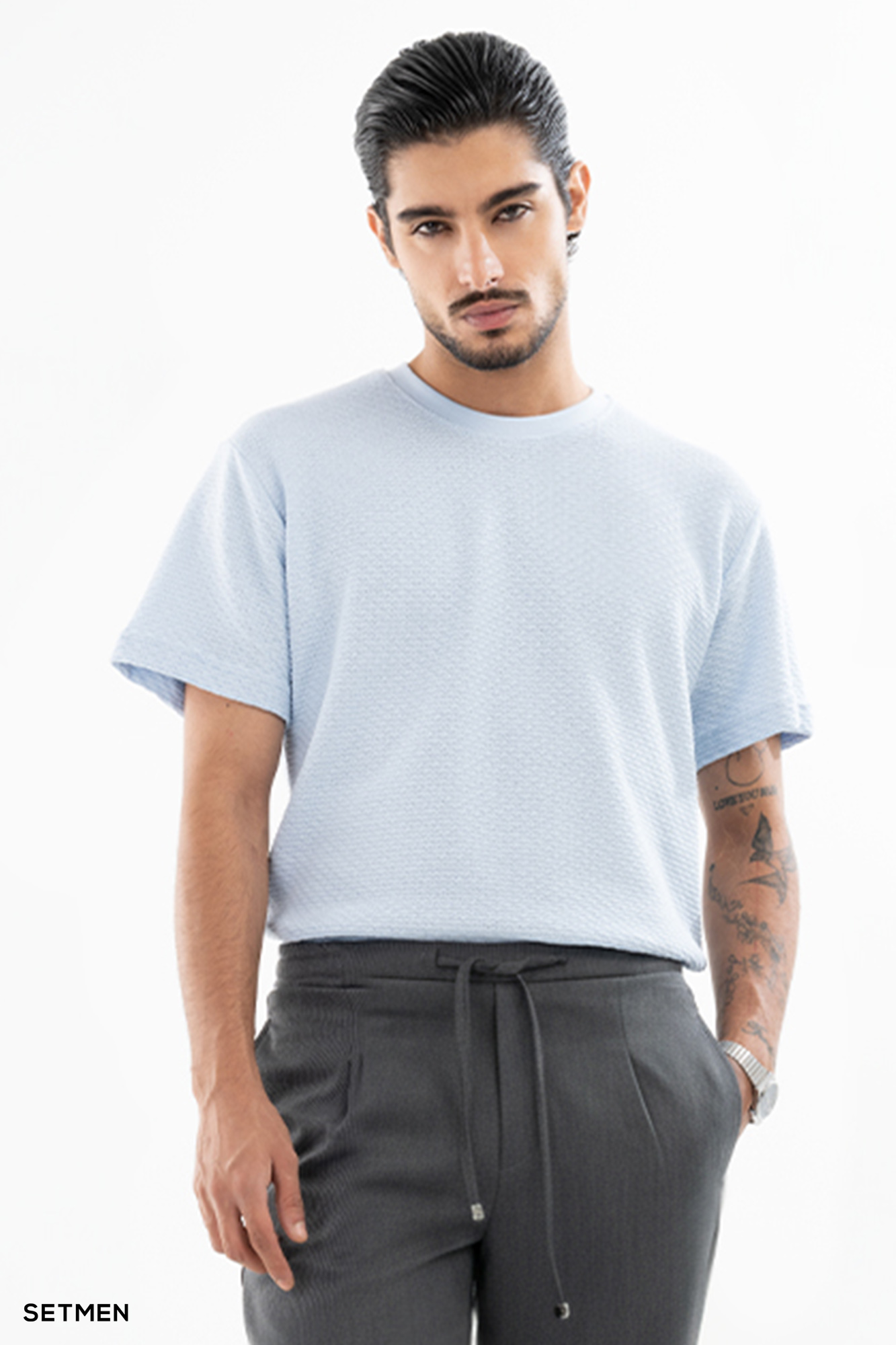 تیشرت مردانه ژاکارد یقه گرد