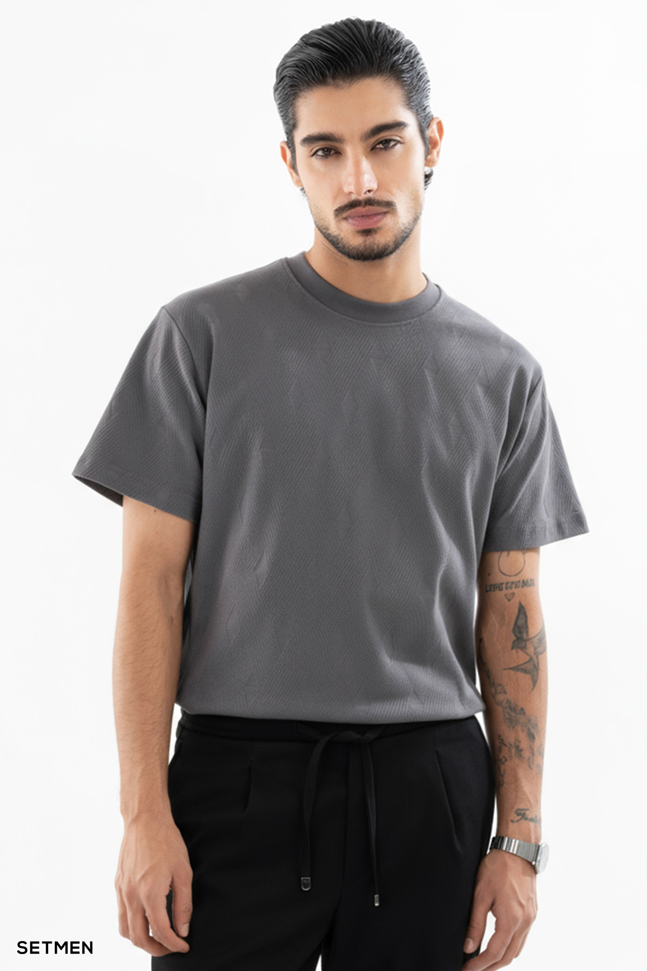 تیشرت مردانه ژاکارد یقه گرد