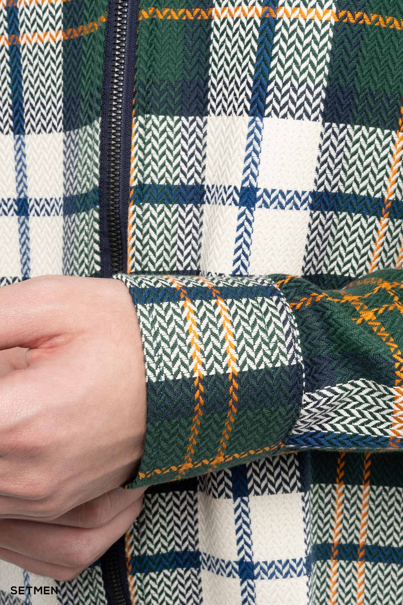 پیراهن مردانه چهارخانه زیپ دار