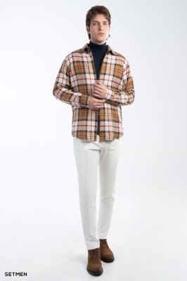 پیراهن مردانه چهارخانه زیپ دار