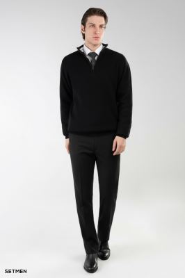 بافت مردانه نیم زیپ یقه ایستاده کلاسیک