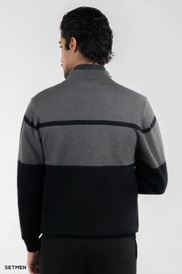 بافت مردانه نیم زیپ یقه ایستاده کلاسیک