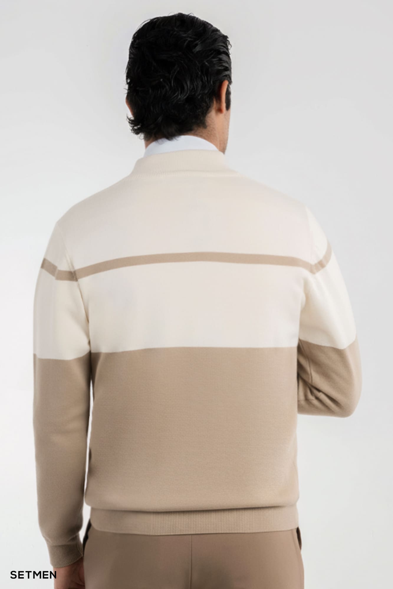 بافت مردانه نیم زیپ یقه ایستاده کلاسیک