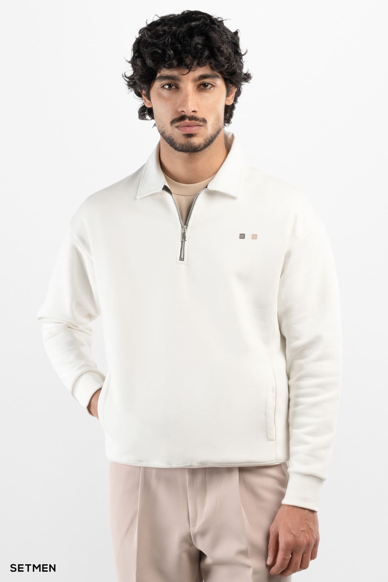 دورس مردانه نیم زیپ یقه ایستاده