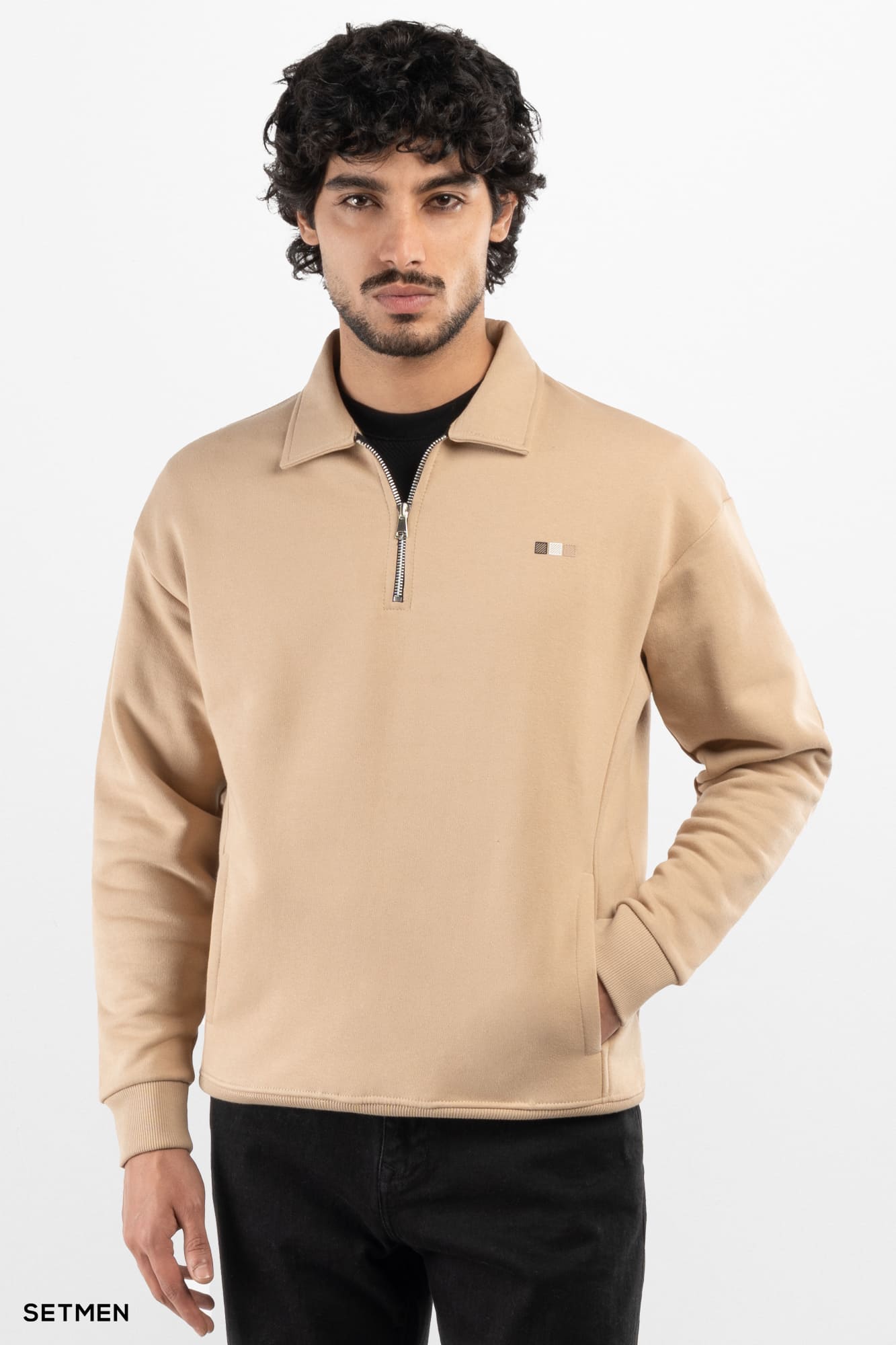 دورس مردانه نیم زیپ یقه ایستاده
