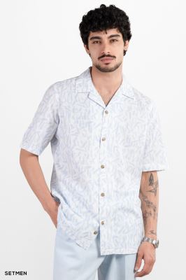 پیراهن مردانه آستین کوتاه یقه انگلیسی هاوایی