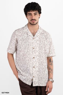 پیراهن مردانه آستین کوتاه یقه انگلیسی هاوایی