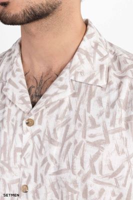 پیراهن مردانه آستین کوتاه یقه انگلیسی هاوایی