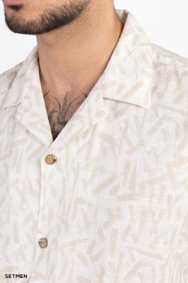 پیراهن مردانه آستین کوتاه یقه انگلیسی هاوایی