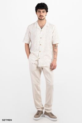 پیراهن مردانه آستین کوتاه یقه انگلیسی هاوایی