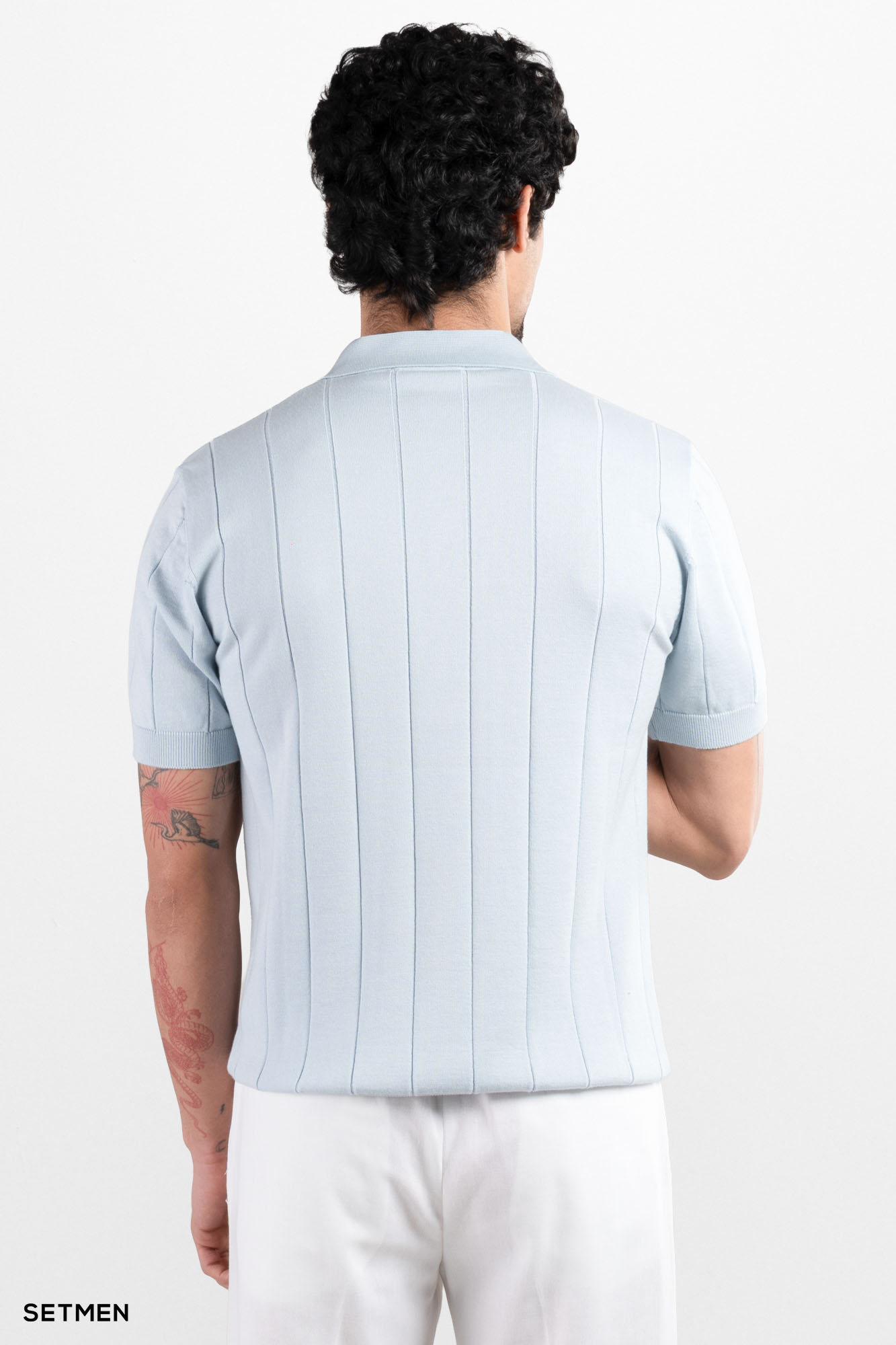 تیشرت مردانه نیم زیپ راه راه