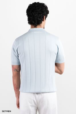 تیشرت مردانه نیم زیپ راه راه