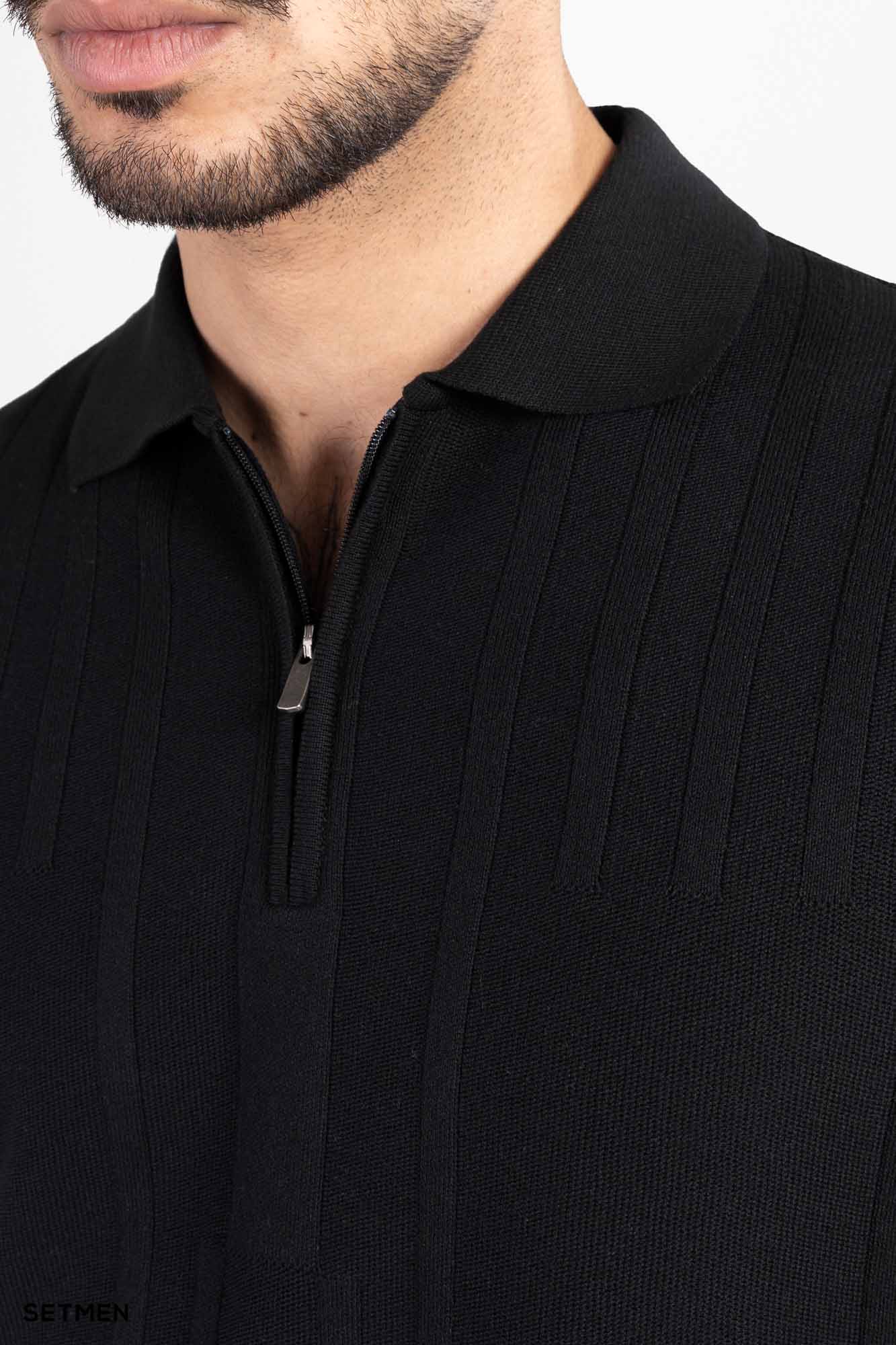 تیشرت مردانه بافت نیم زیپ