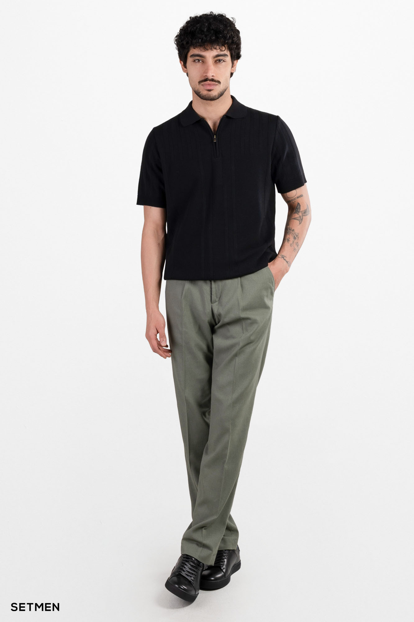 تیشرت مردانه بافت نیم زیپ