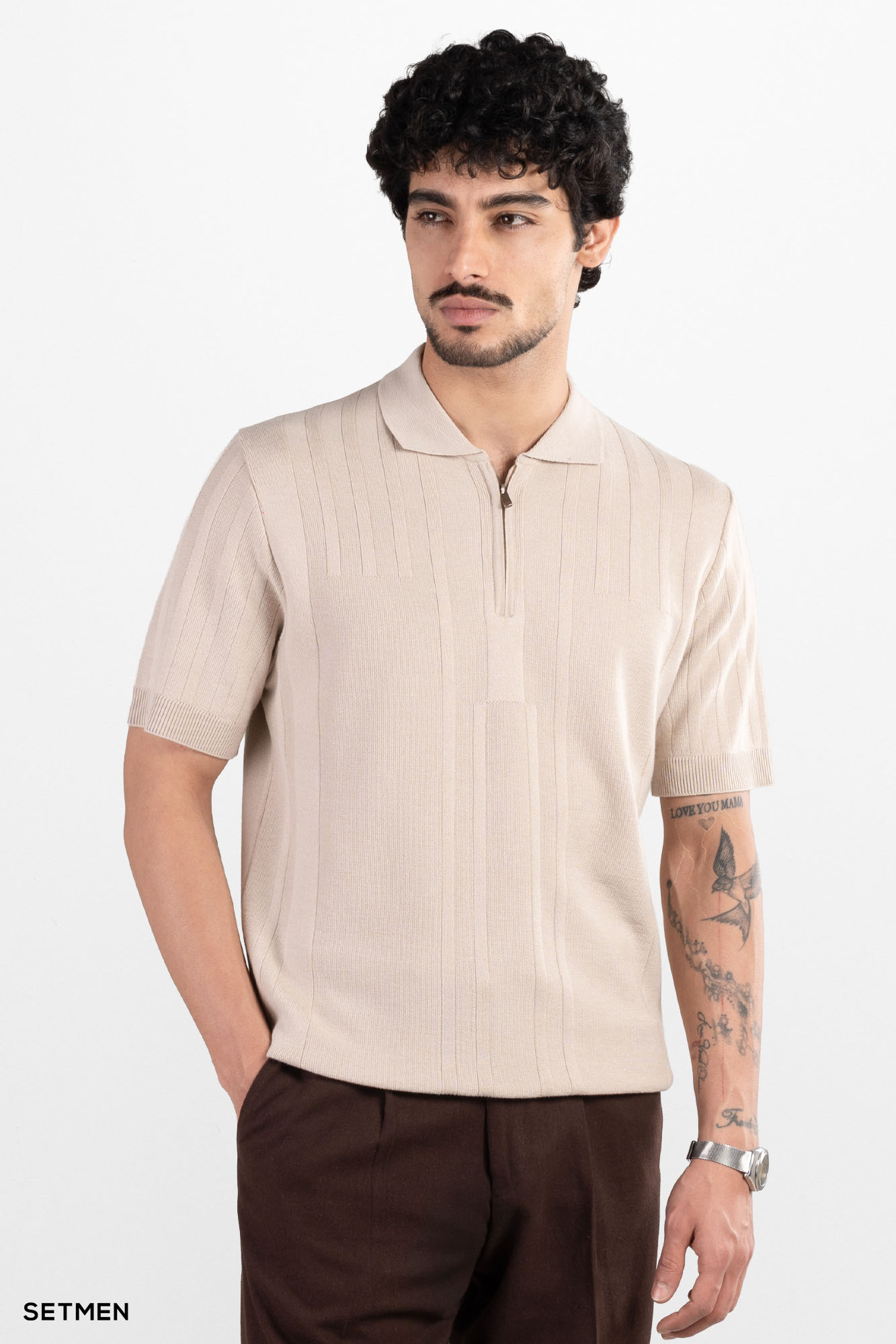 تیشرت مردانه بافت نیم زیپ