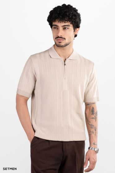 تیشرت مردانه بافت نیم زیپ