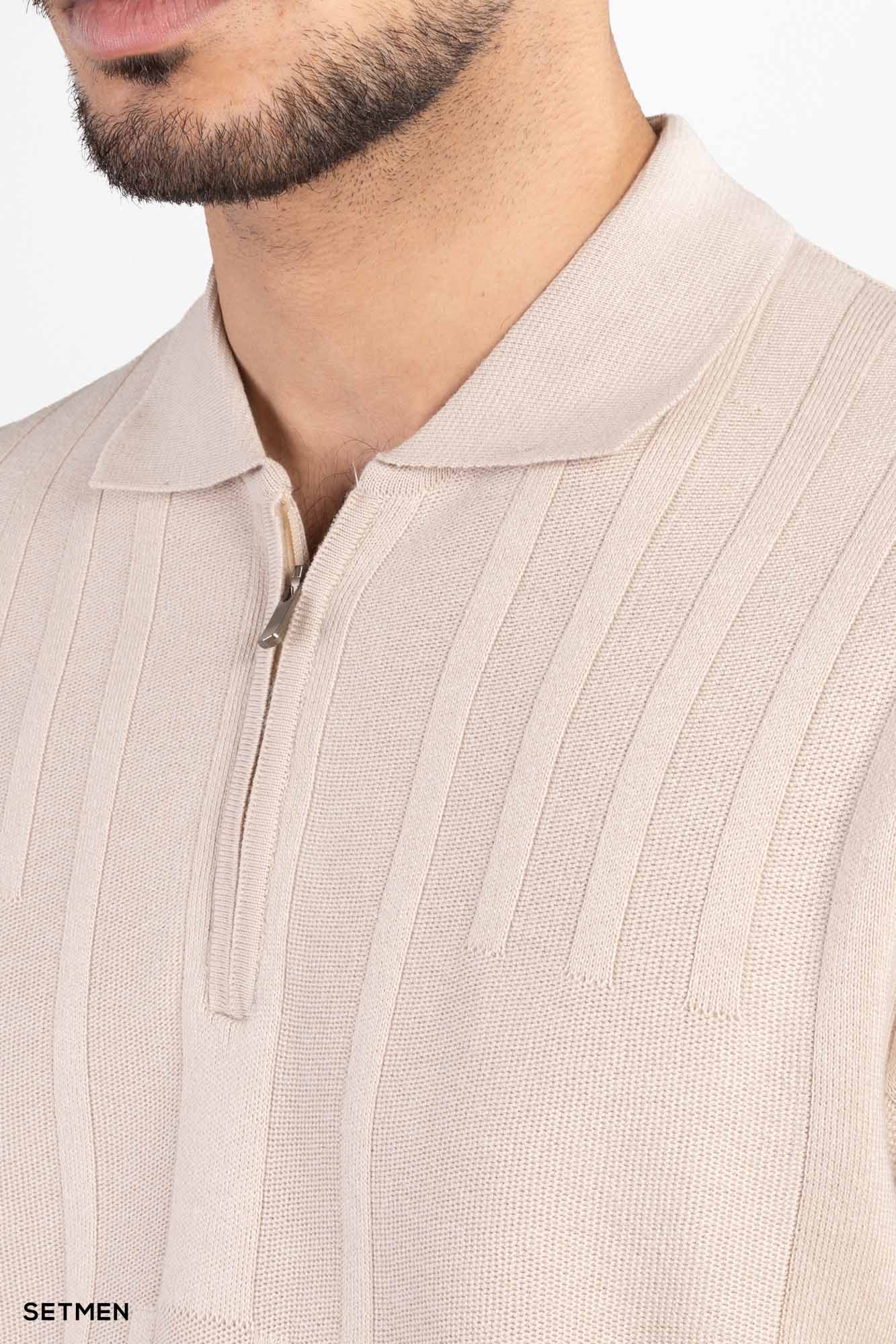 تیشرت مردانه بافت نیم زیپ