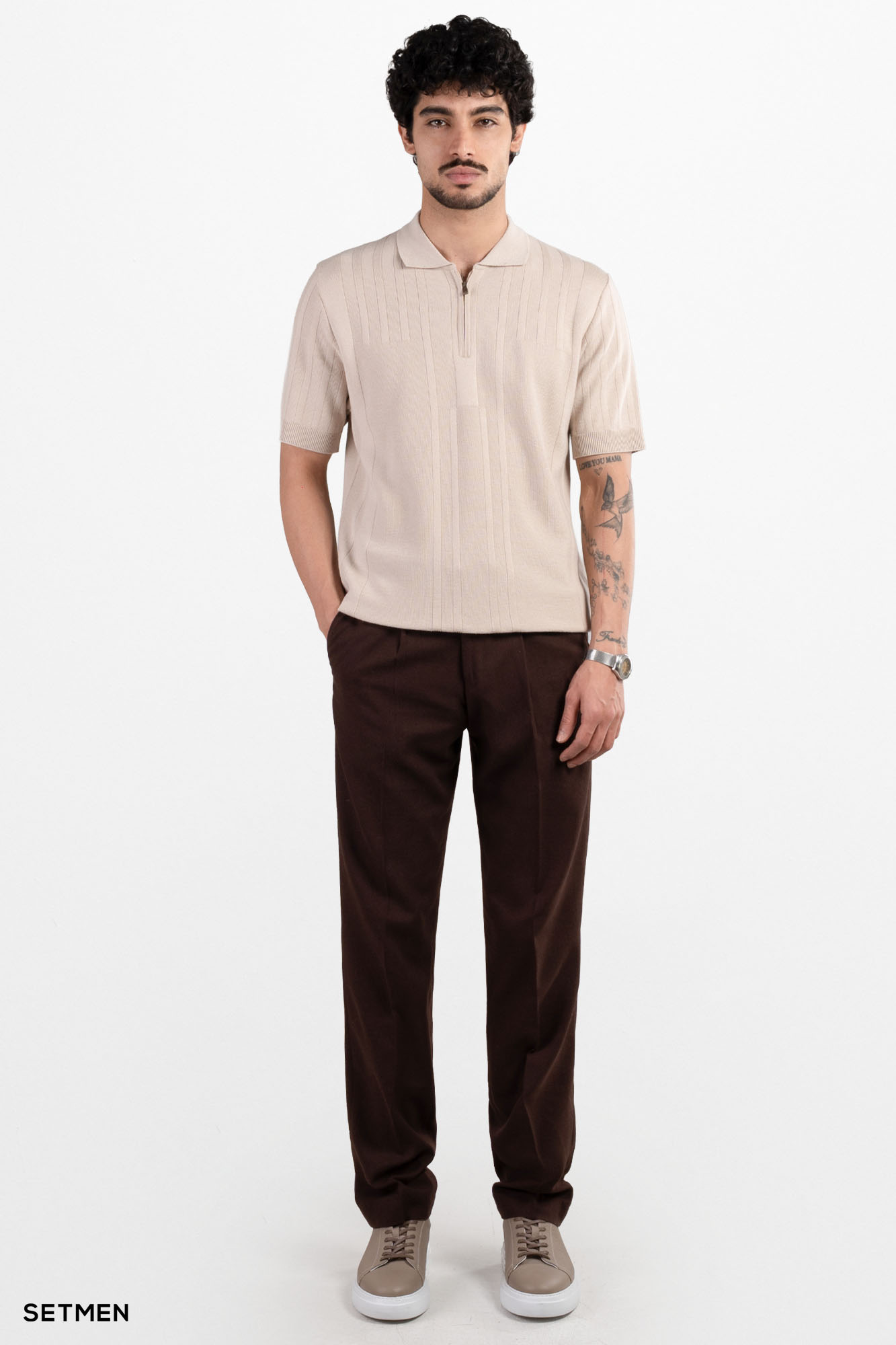 تیشرت مردانه بافت نیم زیپ