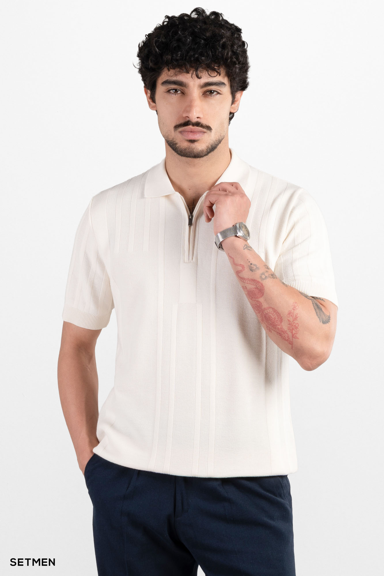 تیشرت مردانه بافت نیم زیپ