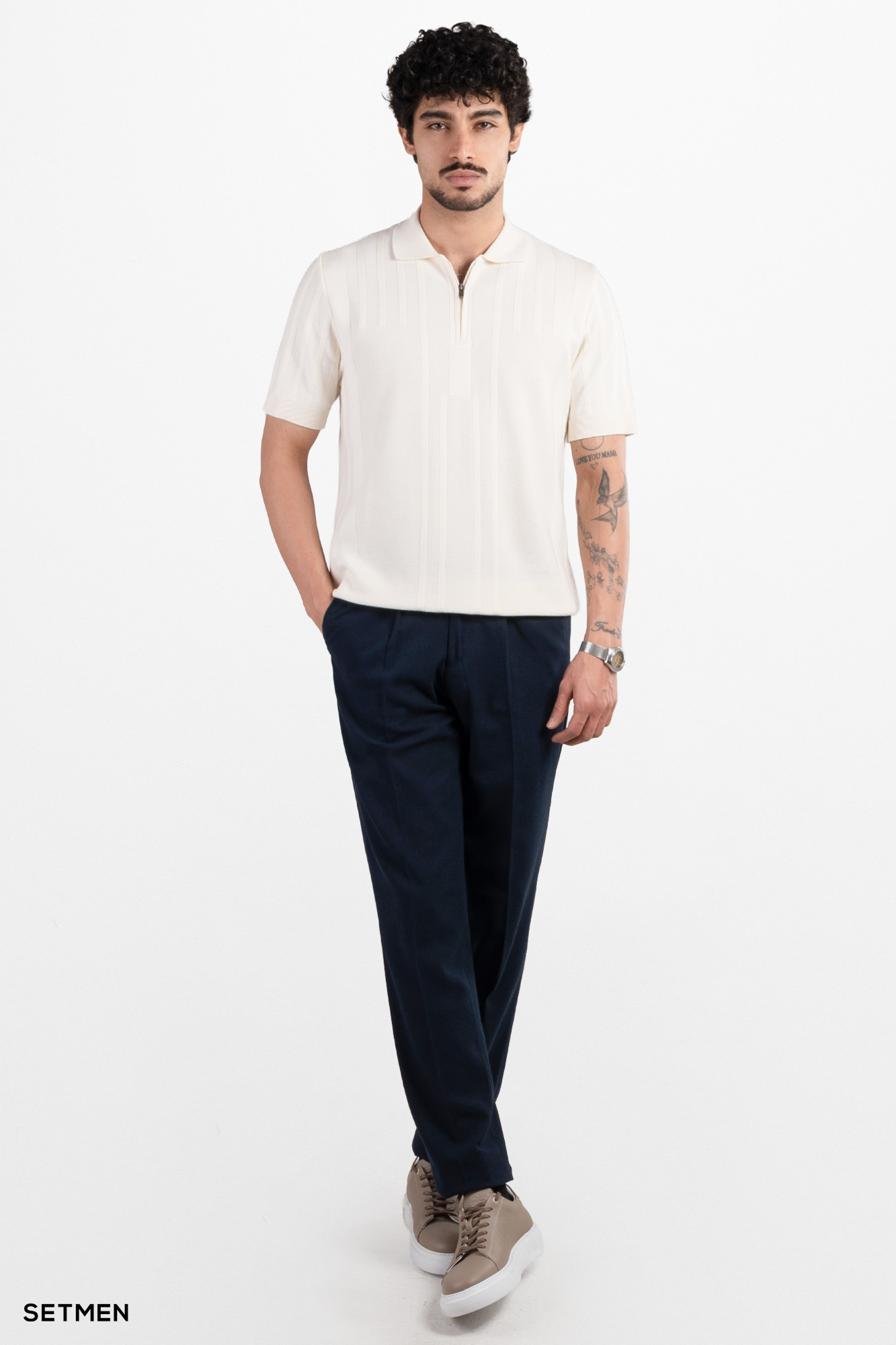 تیشرت مردانه بافت نیم زیپ