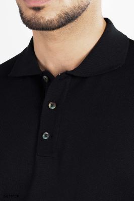 تیشرت مردانه بافت یقه دار سه دکمه