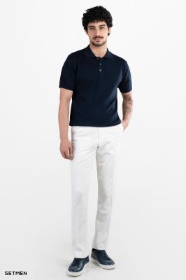 تیشرت مردانه بافت یقه دار سه دکمه