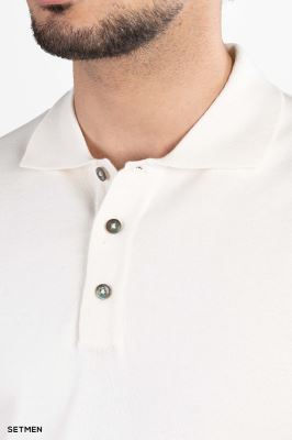 تیشرت مردانه بافت یقه دار سه دکمه