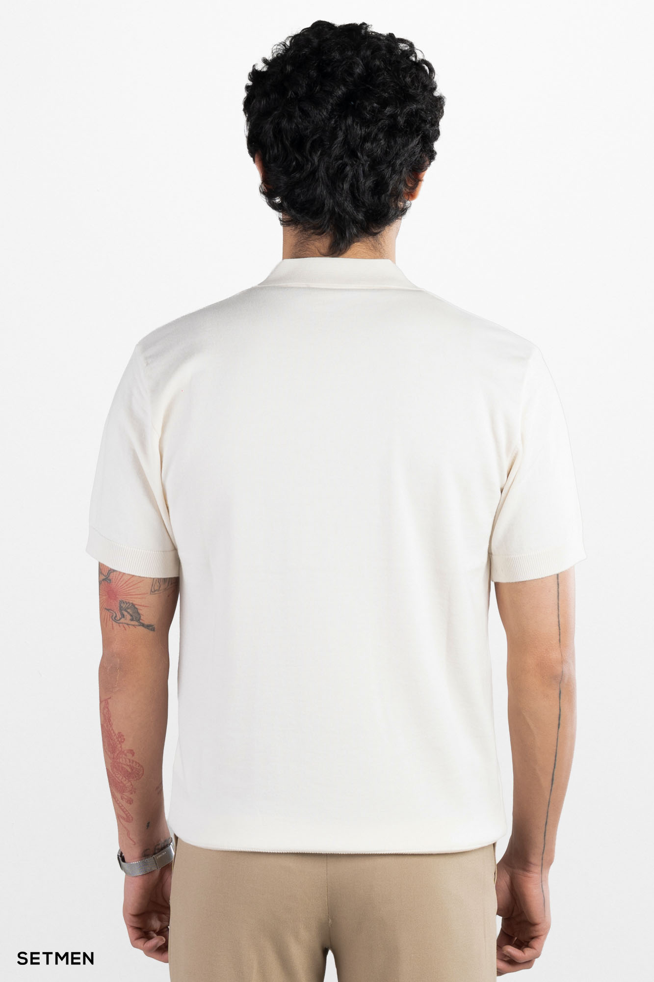 تیشرت مردانه بافت یقه دار سه دکمه